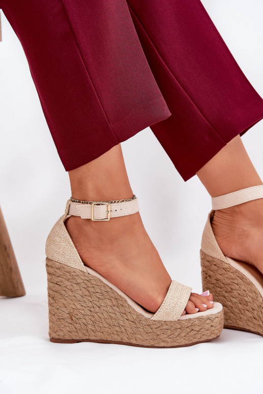 Moteriškos basutės Ant pleišto Su Braid smėlio spalvos Adelio