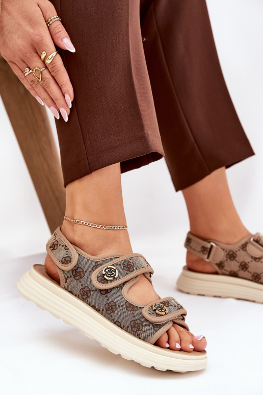 Moteriškas Raštuotas  basutės Ze aukso spalvosmi Detalami chaki spalvos Pefese Moteriškas Raštuotas  basutės Ze aukso spalvosmi Detalami chaki spalvos Pefese