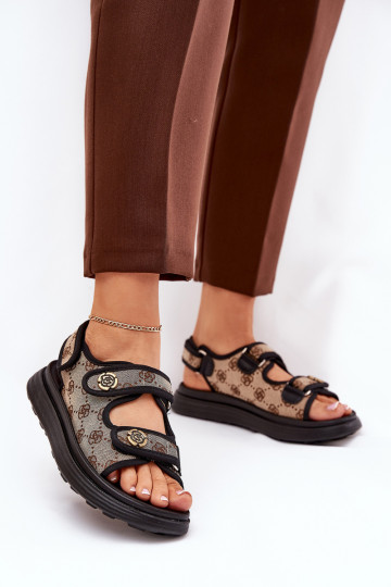 Moteriškas Raštuotas  basutės Ze aukso spalvosmi Detalami smėlio spalvos-juodos spalvos Pefese