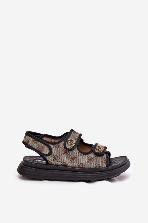 Moteriškas Raštuotas  basutės Ze aukso spalvosmi Detalami smėlio spalvos-juodos spalvos Pefese Moteriškas Raštuotas  basutės Ze aukso spalvosmi Detalami smėlio spalvos-juodos spalvos Pefese