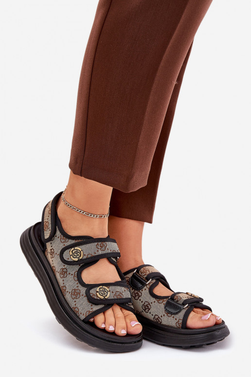 Moteriškas Raštuotas  basutės Ze aukso spalvosmi Detalami smėlio spalvos-juodos spalvos Pefese Moteriškas Raštuotas  basutės Ze aukso spalvosmi Detalami smėlio spalvos-juodos spalvos Pefese