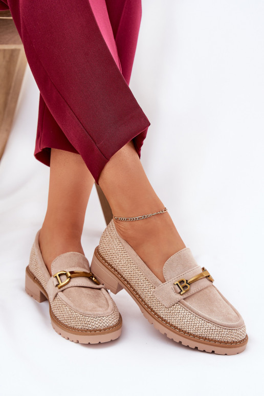 moteriški mokasinai Su Braid I aukso spalvosm Detalem smėlio spalvos Seffolia