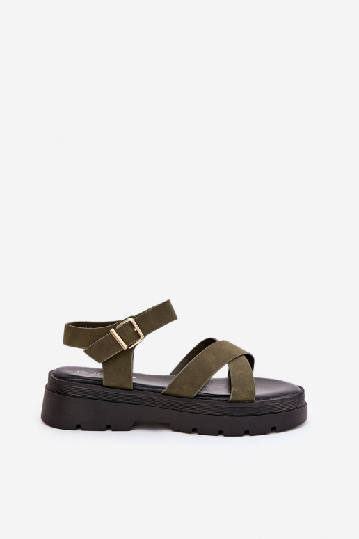 Moteriškos basutės su platforma iš eko odos chaki spalvos Gevinniser Moteriškos basutės su platforma iš eko odos chaki spalvos Gevinniser