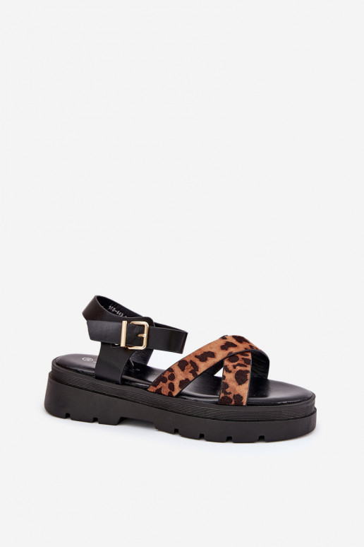 Moteriškos basutės su platforma su leopardo kailio raštais rudos spalvos Gevinniser Moteriškos basutės su platforma su leopardo kailio raštais rudos spalvos Gevinniser