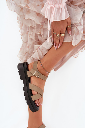 Moteriškos basutės su platforma iš eko odos chaki spalvos Gevinniser 2