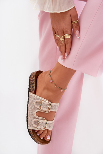  Moteriškos šlepetės su platforma su sagtimis smėlio spalvos Osoffe