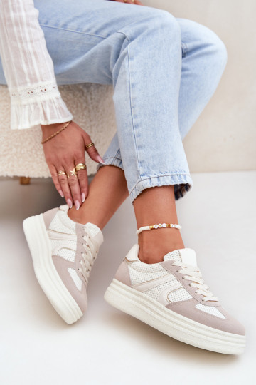 Sneakers modelio batai Moteriškas su platforma smėlio spalvos Lesida