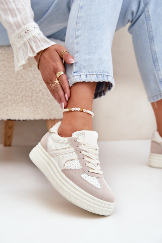 Sneakers modelio batai Moteriškas su platforma smėlio spalvos Lesida