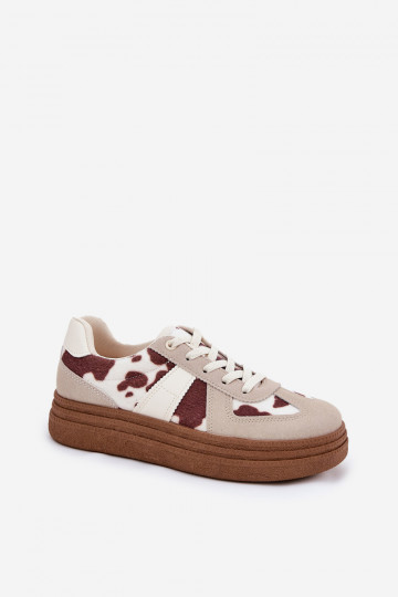 Moteriškas Sneakers modelio batai su platforma IN Łaty smėlio spalvos Lincidi 2