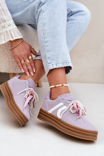 Sneakers modelio batai Moteriškas su platforma su gražiomis detalėmis Violetinės spalvos Vinness