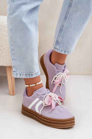 Sneakers modelio batai Moteriškas su platforma su gražiomis detalėmis Violetinės spalvos Vinness 2