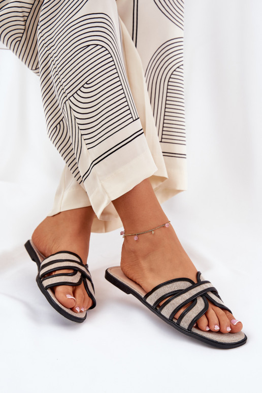 Klasikinio modelio Šlepetės Moteriškas butas smėlio spalvos-juodos spalvos Scazze