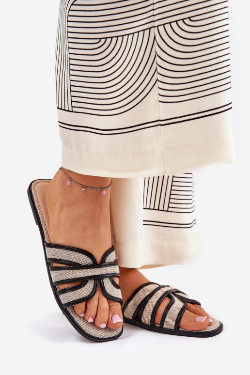 Klasikinio modelio Šlepetės Moteriškas butas smėlio spalvos-juodos spalvos Scazze