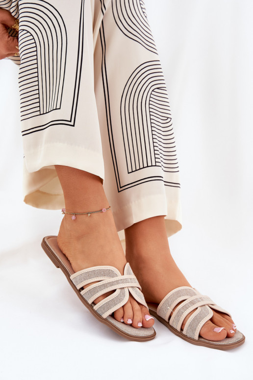 Klasikinio modelio Šlepetės Moteriškas butas smėlio spalvos Scazze