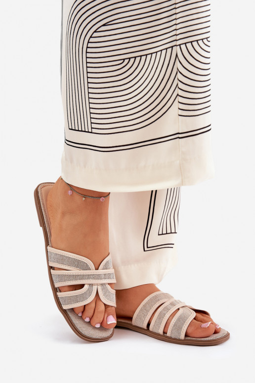 Klasikinio modelio Šlepetės Moteriškas butas smėlio spalvos Scazze