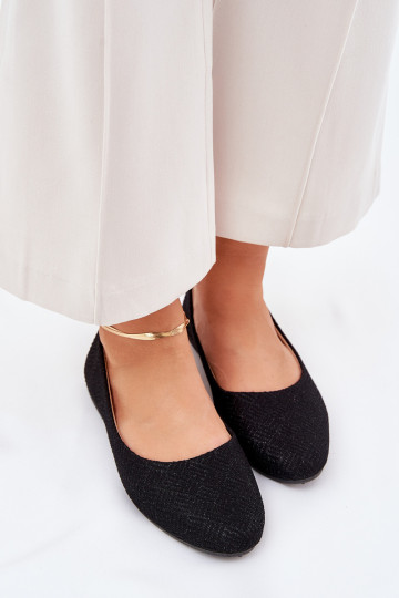 Balerinos Moteriškas butas su blizgesiu juodos spalvos Tatorelis