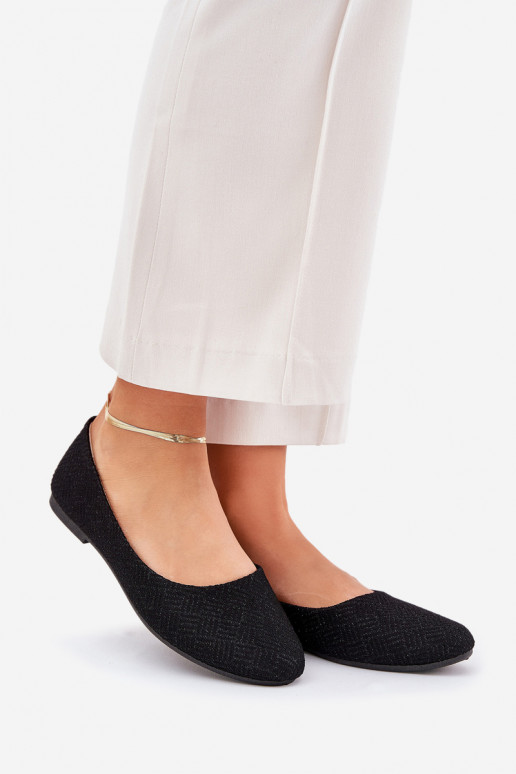 Balerinos Moteriškas butas su blizgesiu juodos spalvos Tatorelis