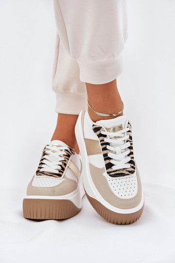 Sneakers modelio batai Moteriškas su platforma Gyvūnų raštas smėlio spalvos-aukso spalvos Telanila 2