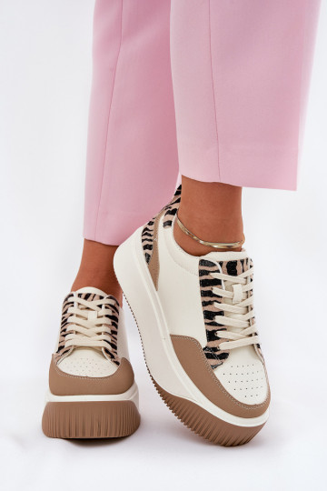 Sneakers modelio batai Moteriškas su platforma Zebra smėlio spalvos Tamorniel 2