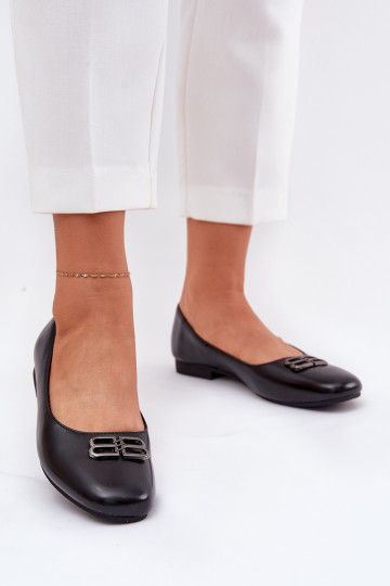 Elegantiško stiliaus Balerinos Moteriškas su ornamentais Vinceza 62206 juodos spalvos