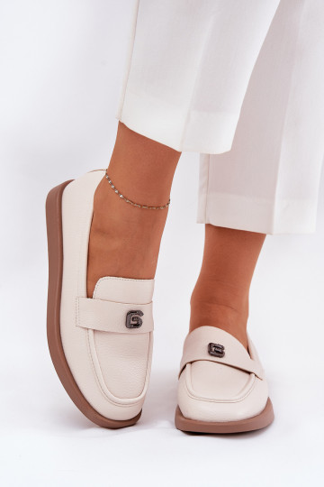 moteriški mokasinai Elegantiško stiliaus Su puošniais Tai turižam Detalem Vinceza 62208 smėlio spalvos 2