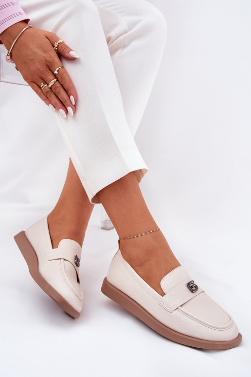 moteriški mokasinai Elegantiško stiliaus Su puošniais Tai turižam Detalem Vinceza 62208 smėlio spalvos