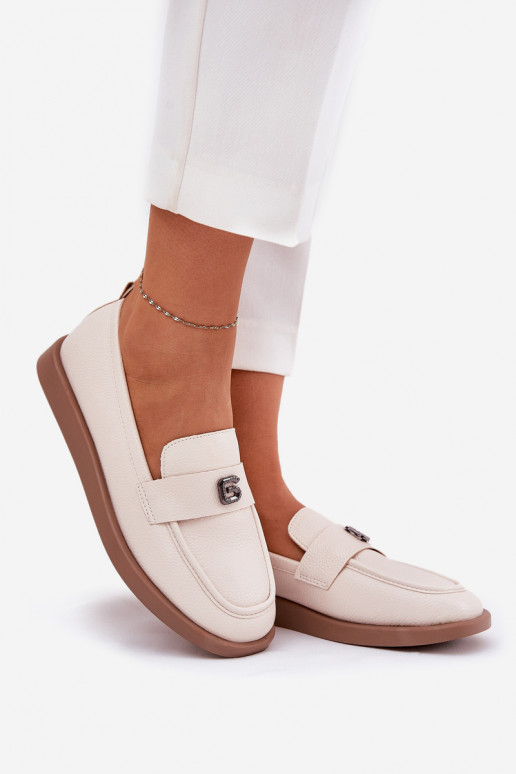 moteriški mokasinai Elegantiško stiliaus Su puošniais Tai turižam Detalem Vinceza 62208 smėlio spalvos