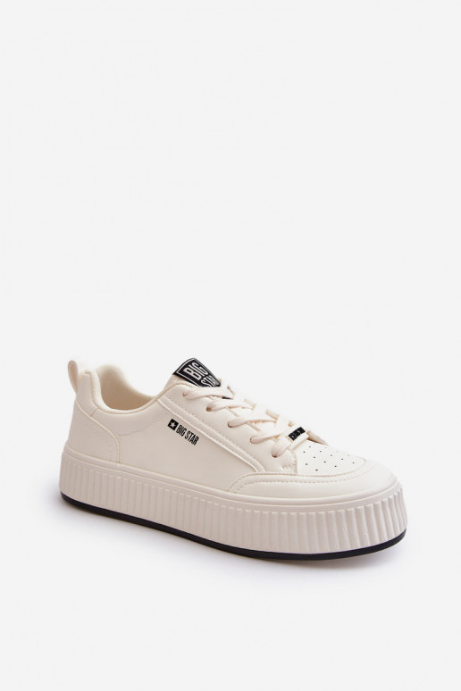 Sneakers modelio batai Moteriškas su platforma Big Star NN274254 baltos spalvos Sneakers modelio batai Moteriškas su platforma Big Star NN274254 baltos spalvos