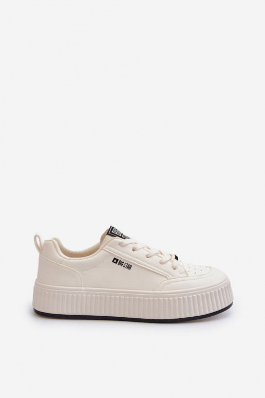 Sneakers modelio batai Moteriškas su platforma Big Star NN274254 baltos spalvos Sneakers modelio batai Moteriškas su platforma Big Star NN274254 baltos spalvos