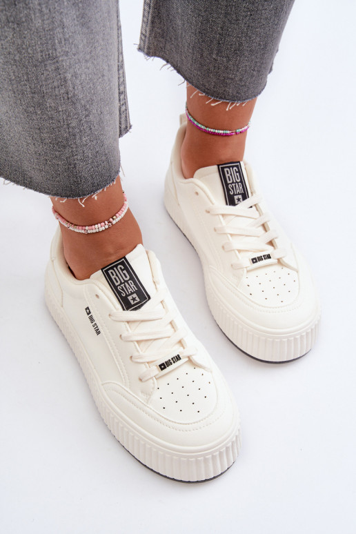 Sneakers modelio batai Moteriškas su platforma Big Star NN274254 baltos spalvos Sneakers modelio batai Moteriškas su platforma Big Star NN274254 baltos spalvos