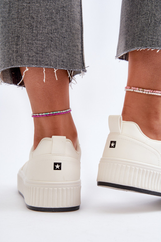 Sneakers modelio batai Moteriškas su platforma Big Star NN274254 baltos spalvos Sneakers modelio batai Moteriškas su platforma Big Star NN274254 baltos spalvos