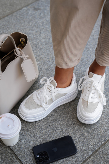 Moteriški sportiniai batai su raštais baltos spalvos