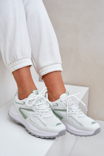 Moteriški sportiniai bateliai baltos-žalios spalvų