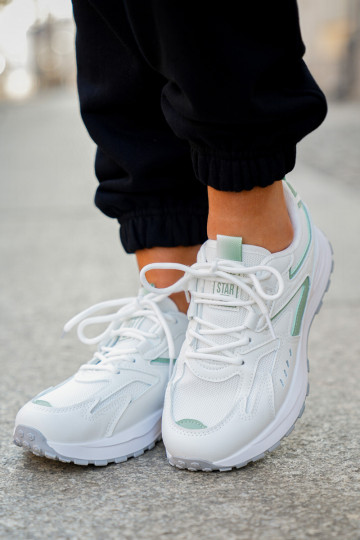 Moteriški sportiniai bateliai baltos-žalios spalvų 2