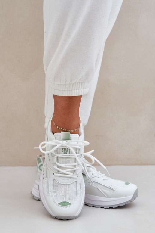 Moteriški sportiniai bateliai baltos-žalios spalvų