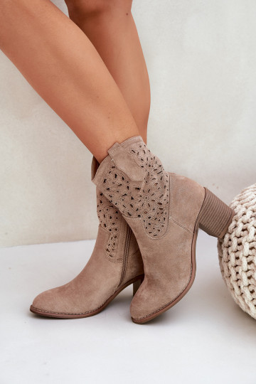 Ažūriniai aulinukai kaubojiško stiliaus su kulniukais