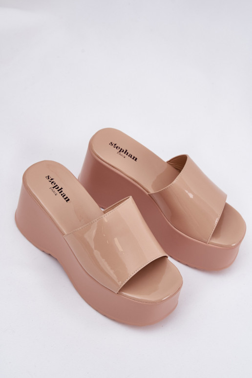 moteriškos šlepetės su platforma smėlio spalvos Nellevia