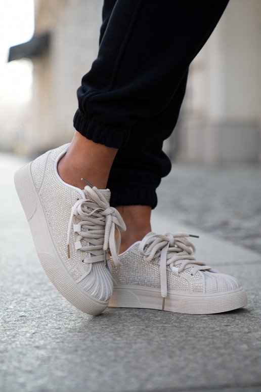 Sportbačiai Moteriškas su dekoracija su platforma smėlio spalvos